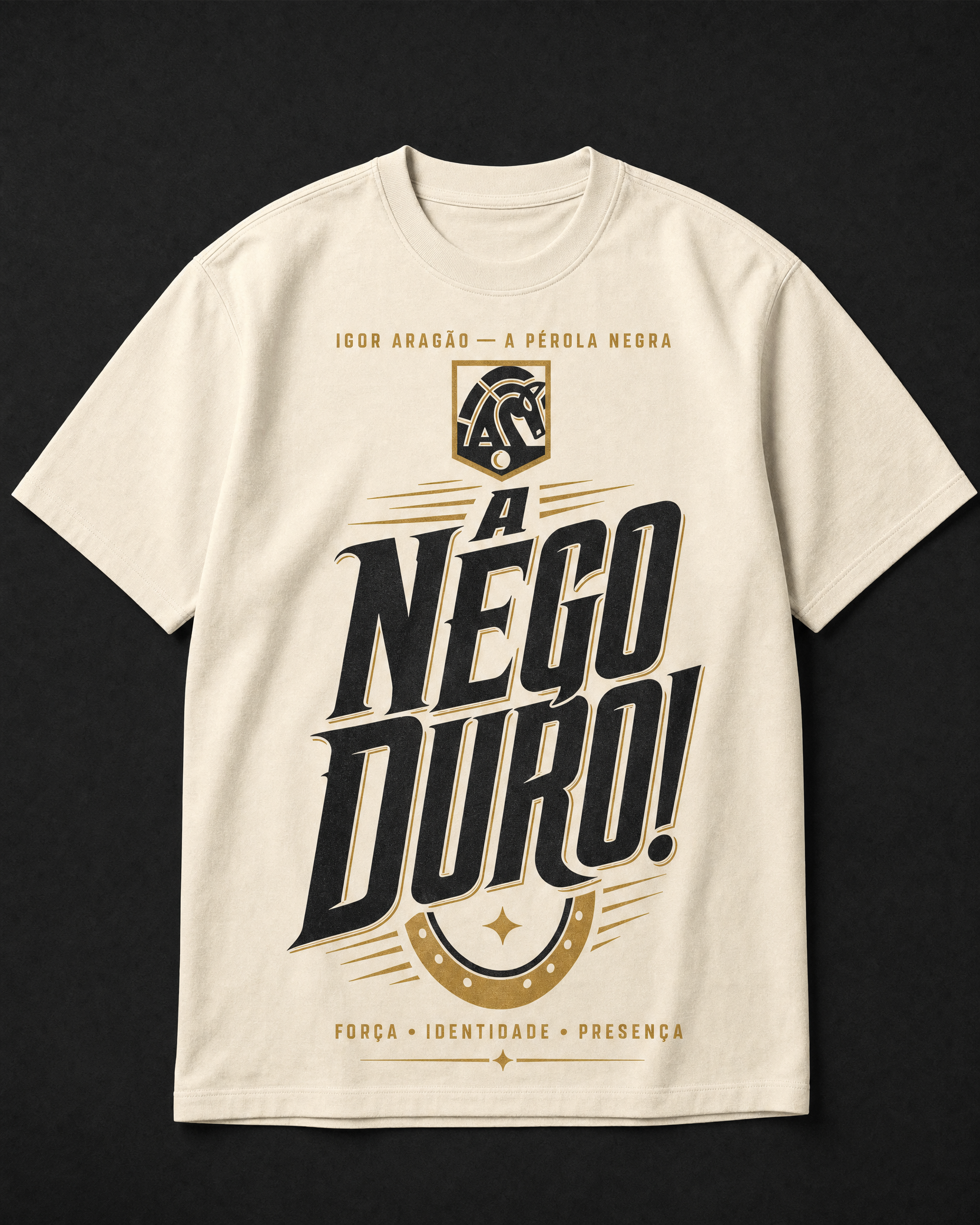 Camiseta A Nego Duro! Marfim — Força em Movimento